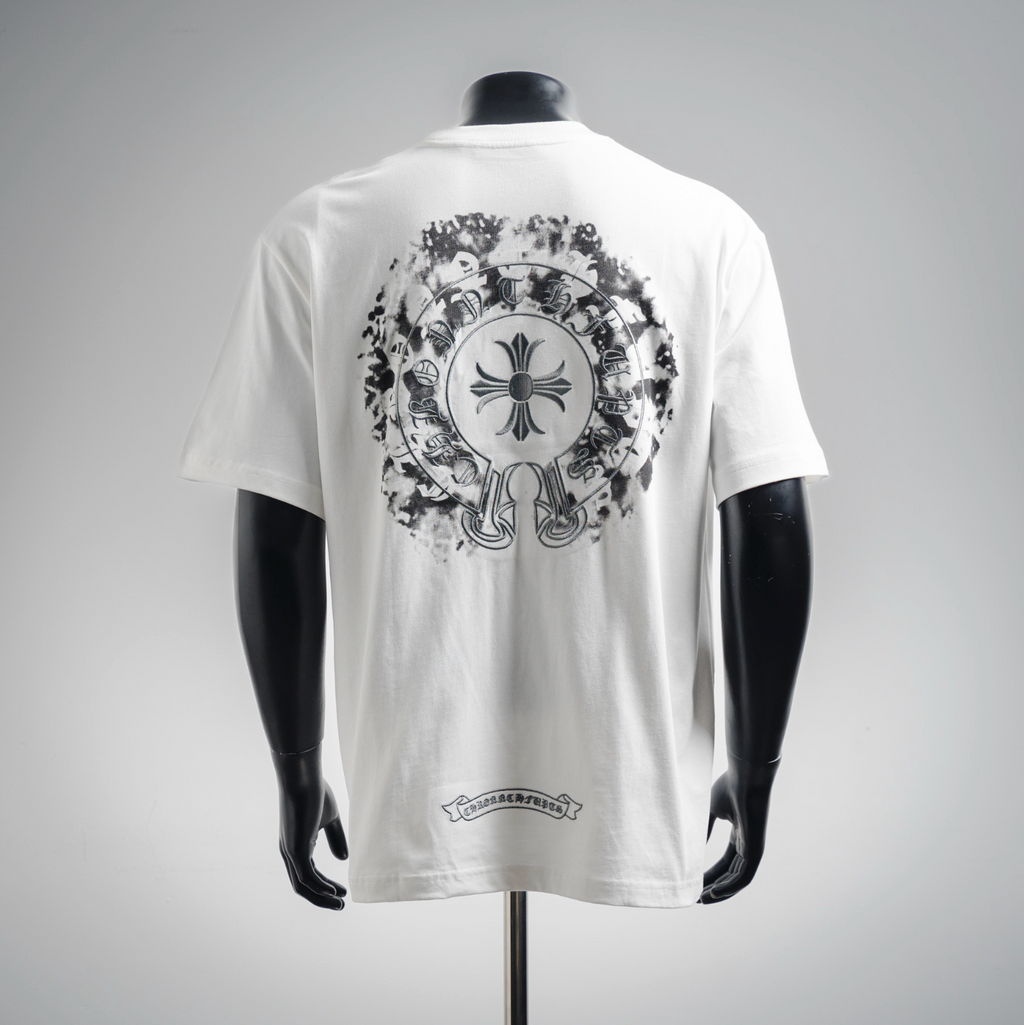 Chrome Hearts Black Cross Crest T-Shirt – White