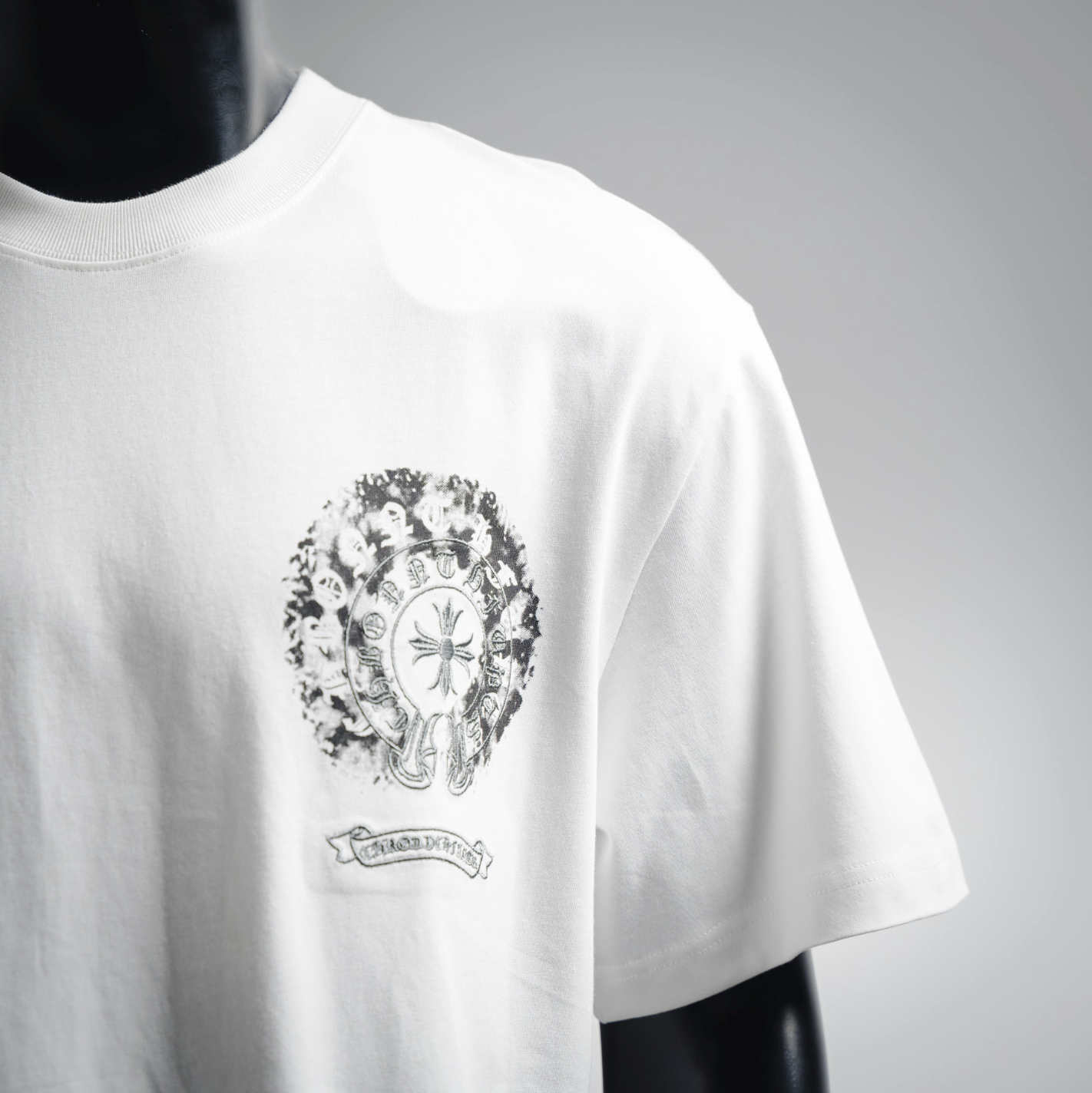 Chrome Hearts Black Cross Crest T-Shirt – White