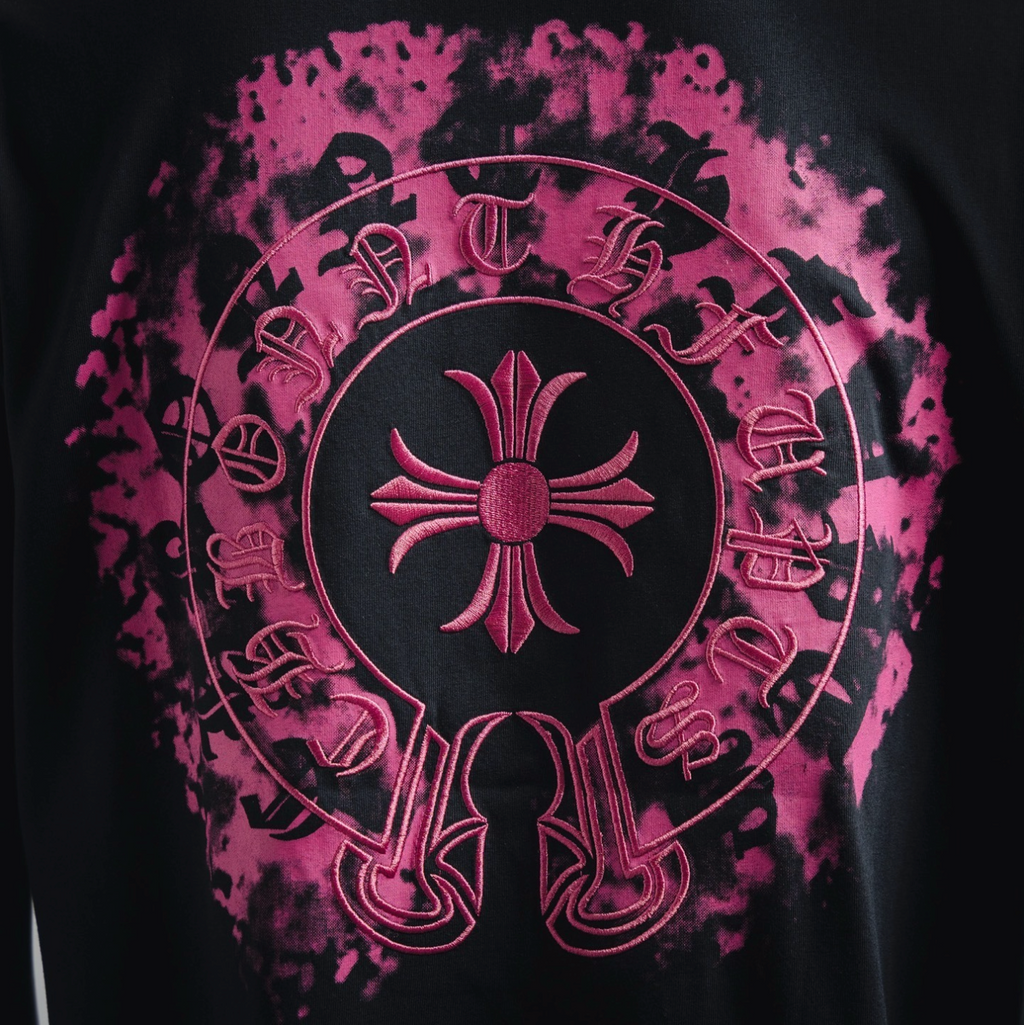 Chrome Hearts Pink Cross Crest T-Shirt